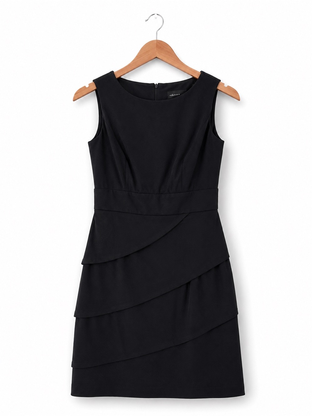 Connected Apparel Petite 6P Black Tiered Mini Dress LBD Cocktail Party